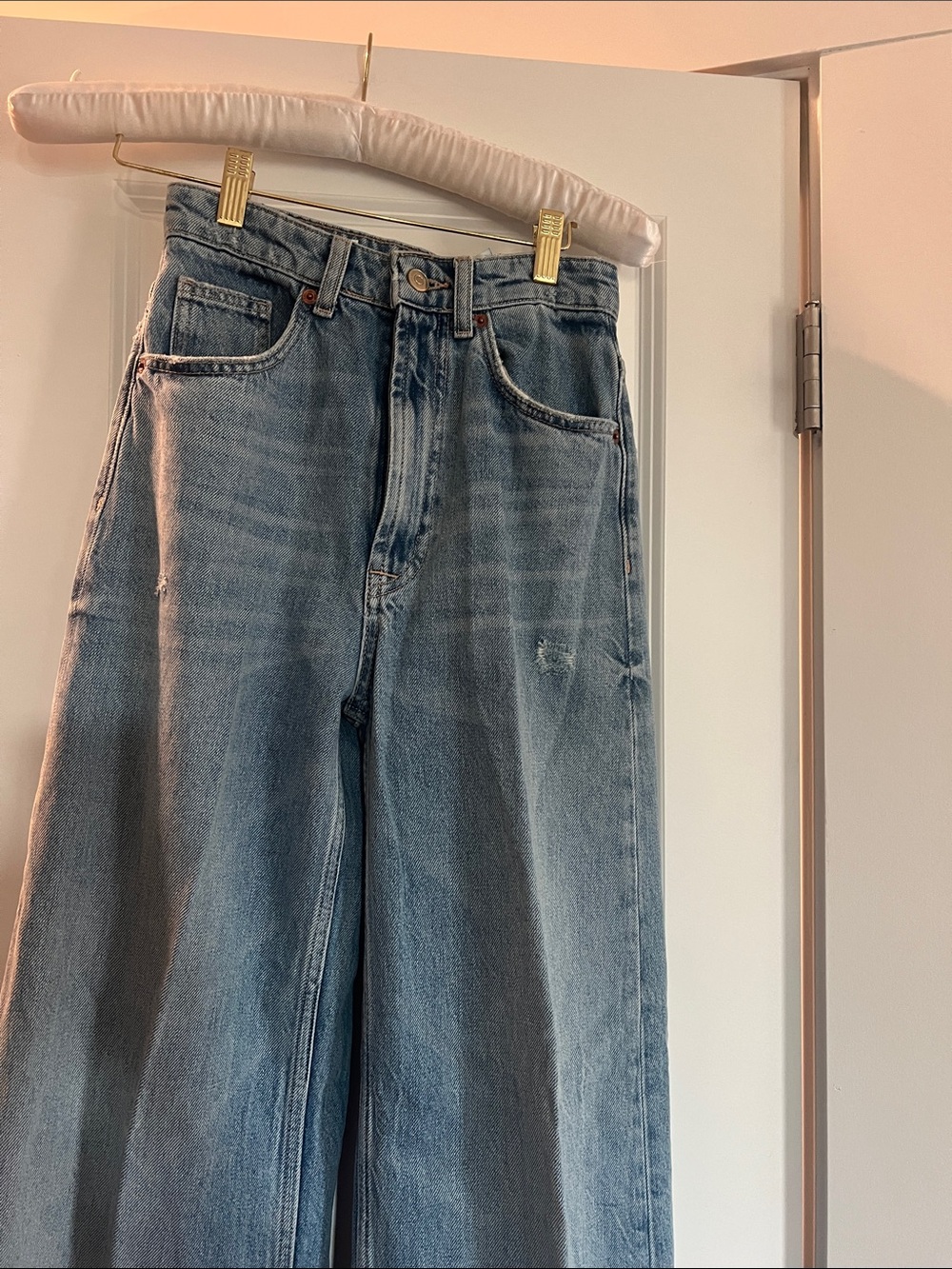 Zara Light Blue Wide-Leg High-Rise Jeans